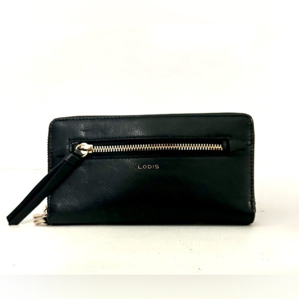 Lodis organizer wallet featuring a zippered exterior pocket EUC